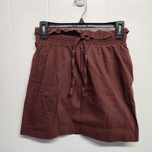 Express‎ Skirt Womens sz 2 Paperbag Waist Drawstring Casual Pockets Nylon Blend